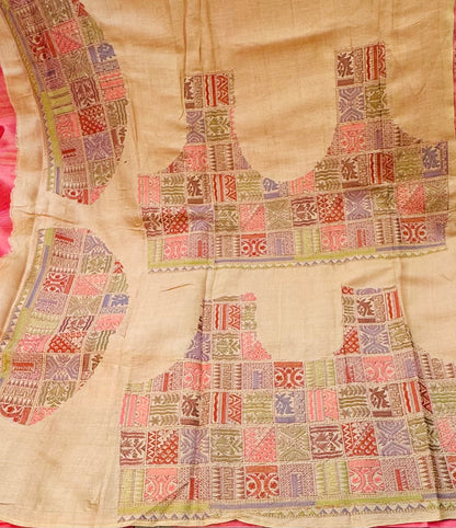 ONION PINK DESIGNER PURE TUSSER SAREE