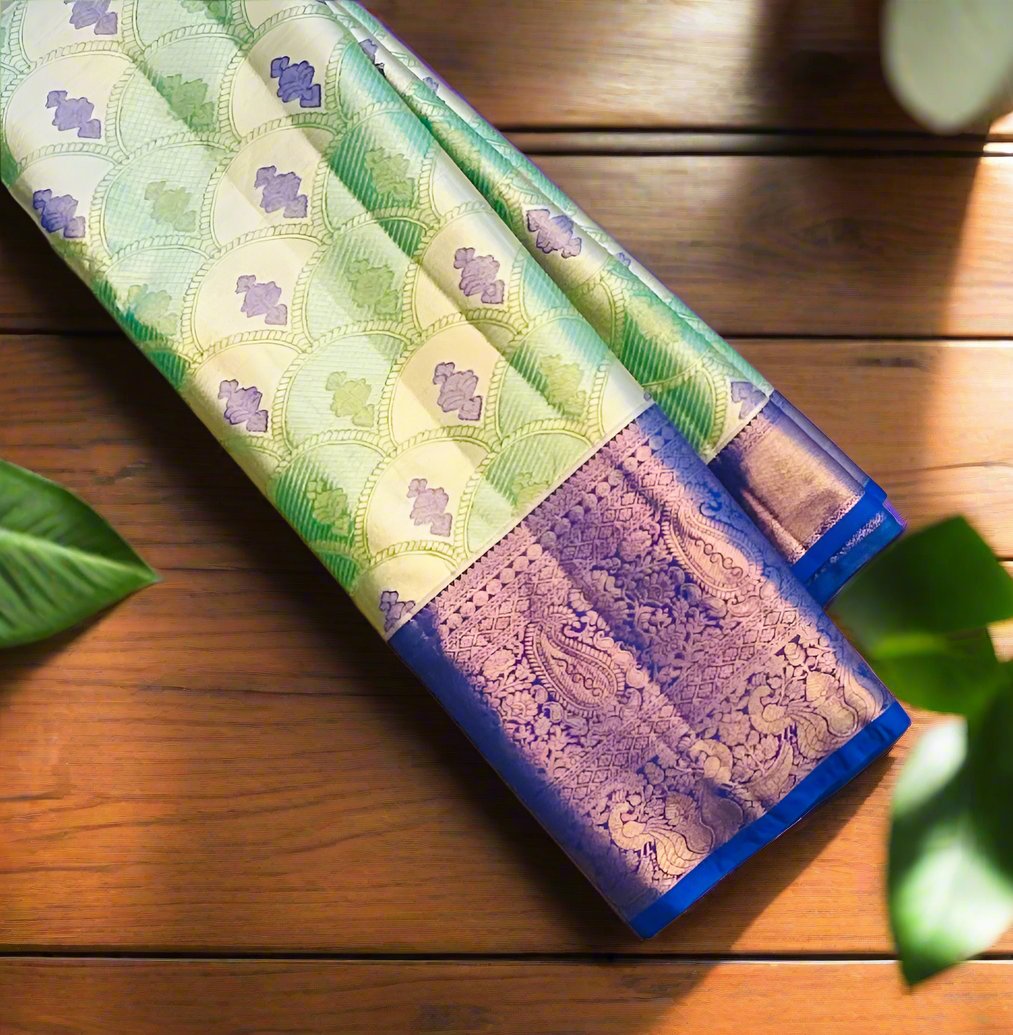 PASTEL GREEN TISSUE KANJIVARAM SILK SAREE