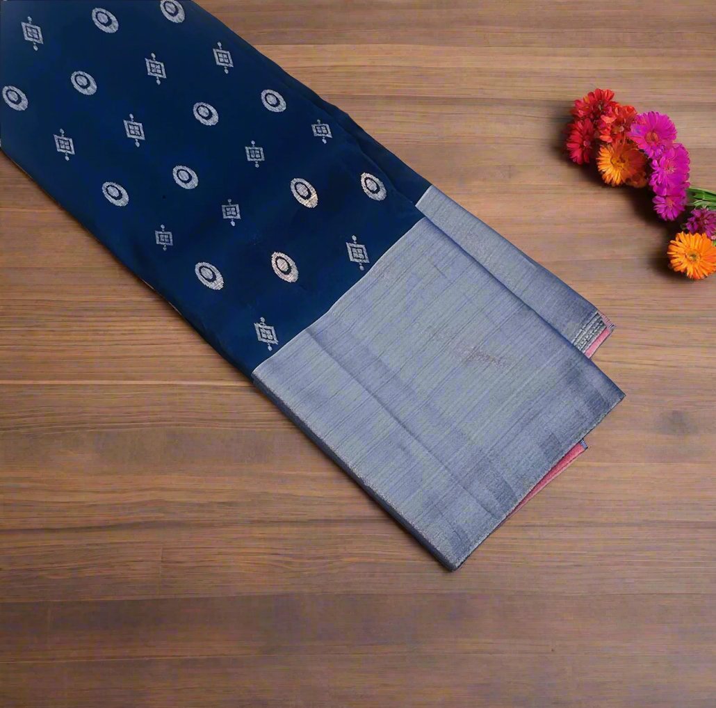 NAVY BLUE KANJIVARAM LIGHT WEIGHT