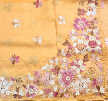 GOLDEN YELLOW PURE ORGANZA SAREE