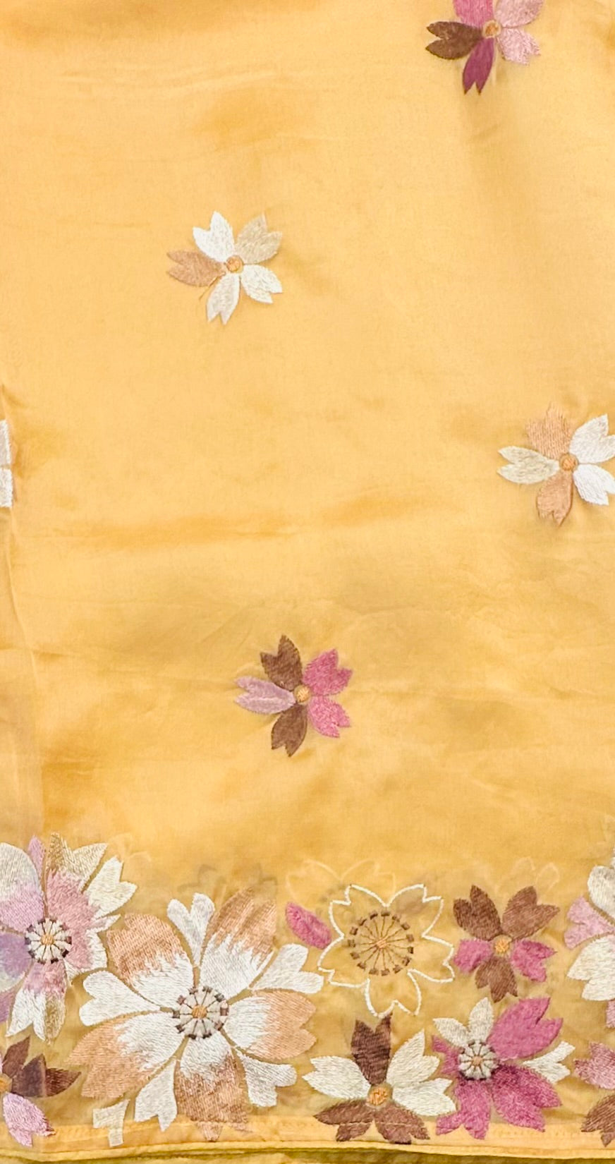 GOLDEN YELLOW PURE ORGANZA SAREE