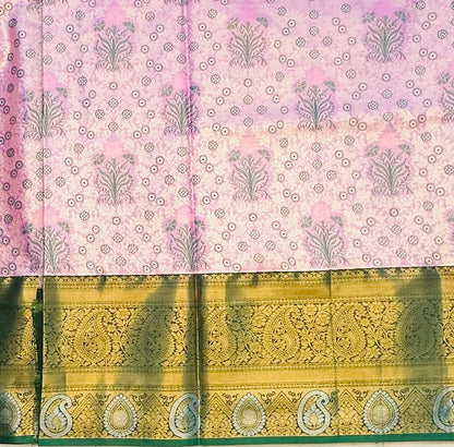 BABY PINK TISSUE KANJIVARAM SILK SAREE