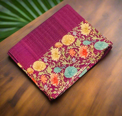PURPLE DESIGNER PURE TUSSER SAREE