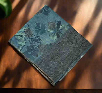 METTALLIC BLUE PURE TUSSER DESIGNERS