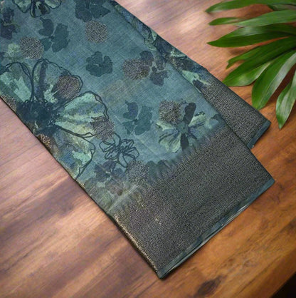 METTALLIC BLUE PURE TUSSER DESIGNERS