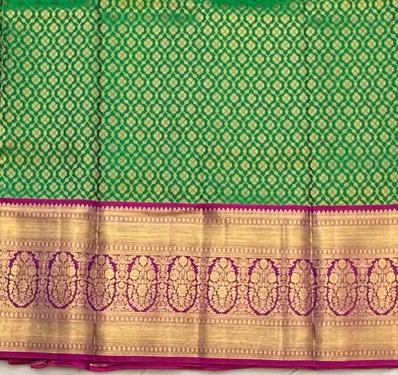 DARK GREEN WITH MAGENTA PINK KANJIVARAM PURE SILK PREMIUM