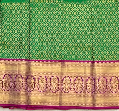 DARK GREEN WITH MAGENTA PINK KANJIVARAM PURE SILK PREMIUM