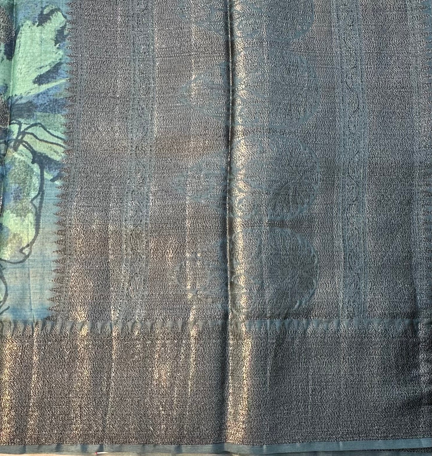 METTALLIC BLUE PURE TUSSER DESIGNERS