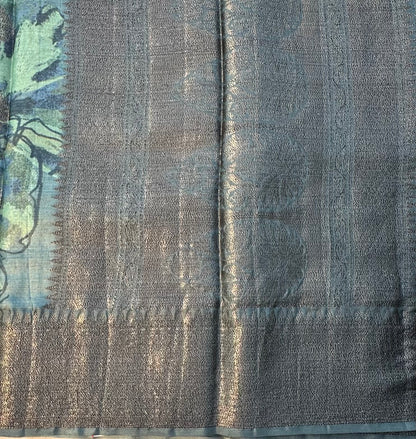 METTALLIC BLUE PURE TUSSER DESIGNERS