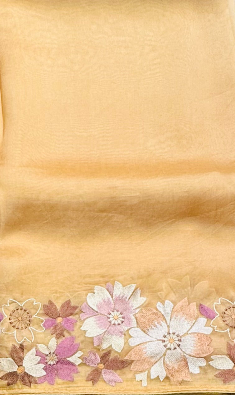 GOLDEN YELLOW PURE ORGANZA SAREE