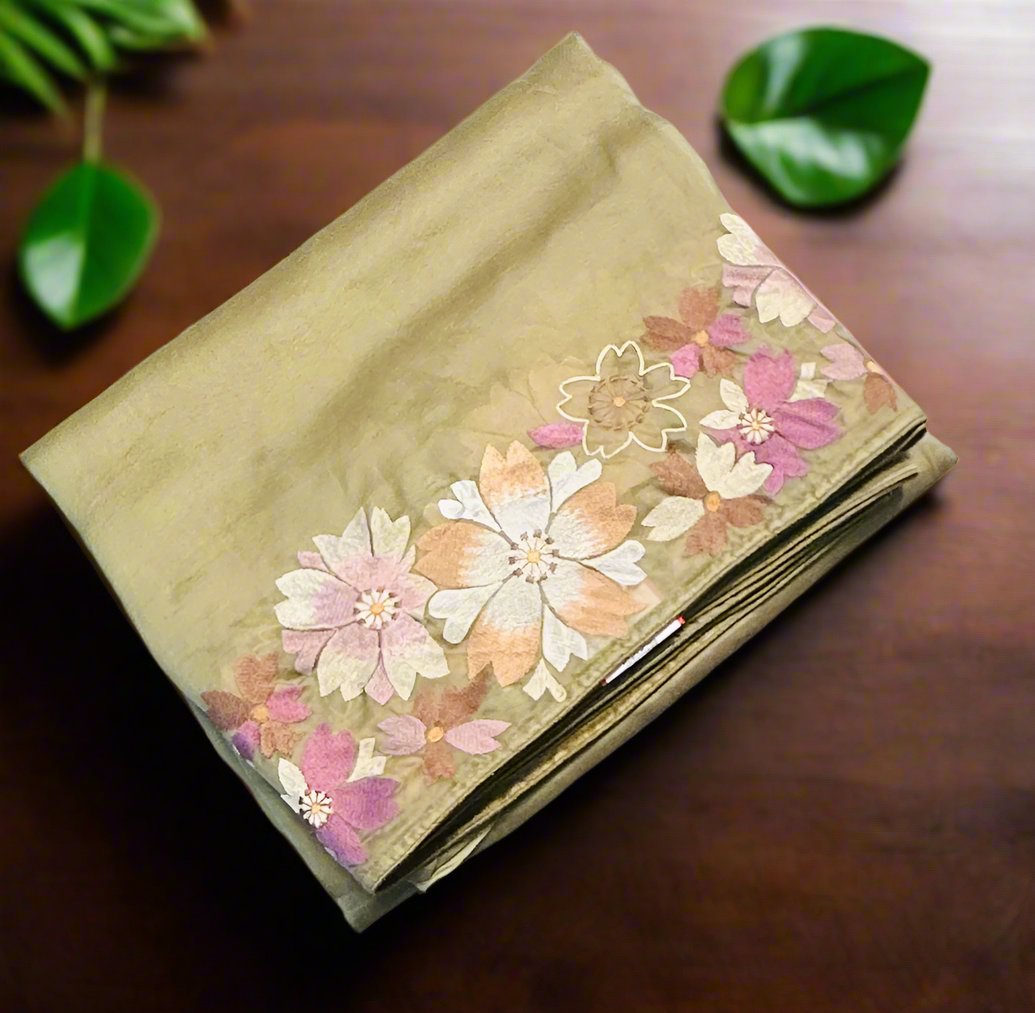 MEHENDI GREEN PURE ORGANZA SAREE