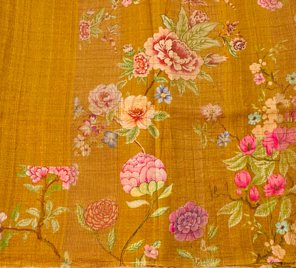 YELLOW DESIGNER PURE TUSSER SAREE