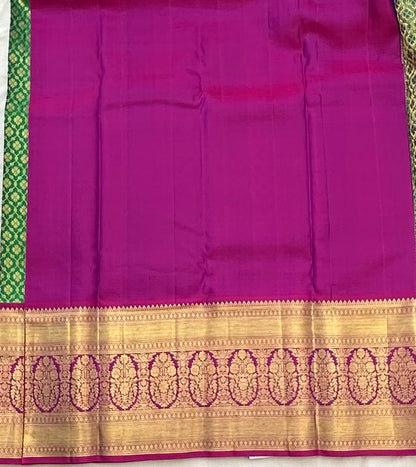 DARK GREEN WITH MAGENTA PINK KANJIVARAM PURE SILK PREMIUM
