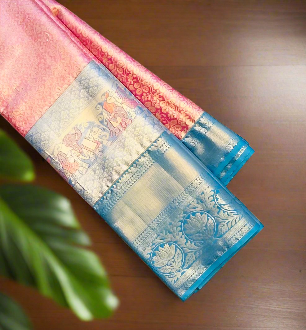 PINK TISSUE KANJIVARAM SILK SAREE