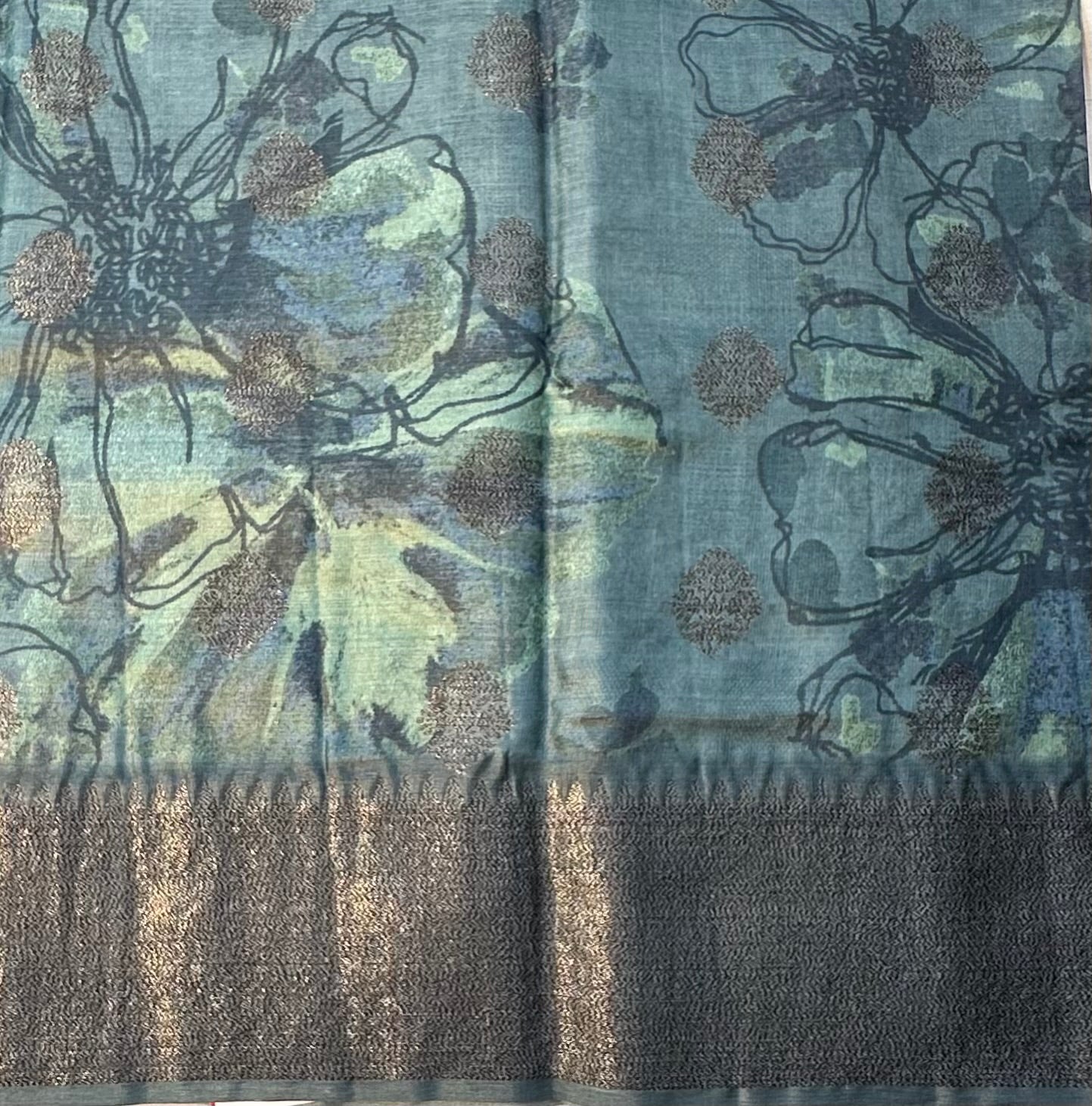 METTALLIC BLUE PURE TUSSER DESIGNERS