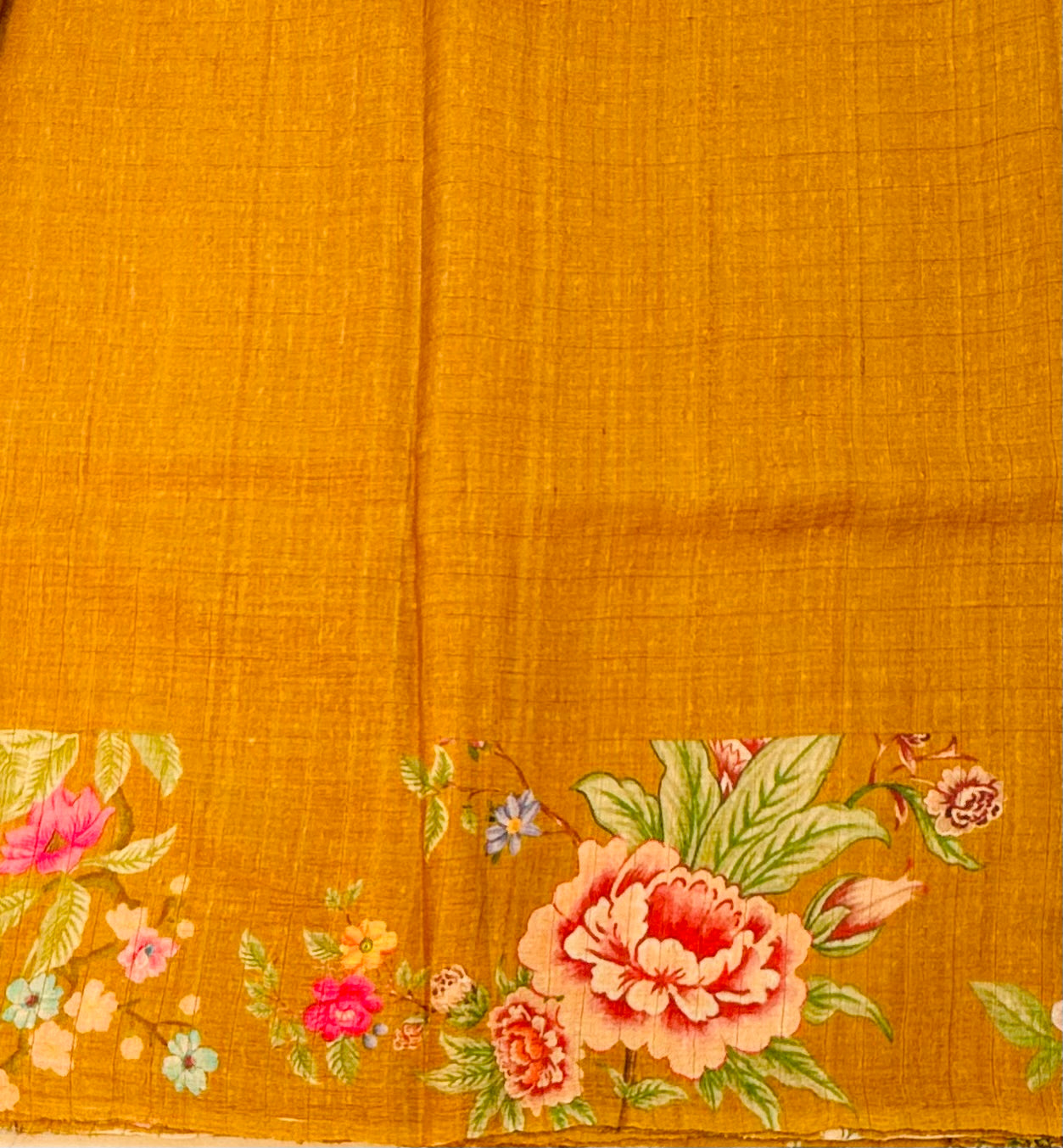 YELLOW DESIGNER PURE TUSSER SAREE