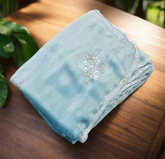 SKY BLUE DESIGNER WORK SAREE