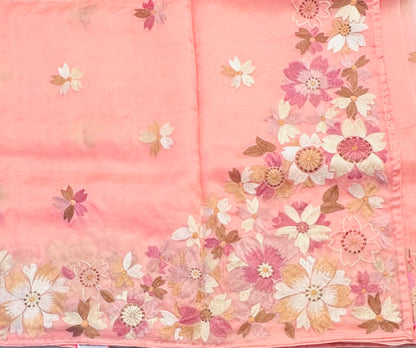 PEACH  PURE ORGANZA SAREE