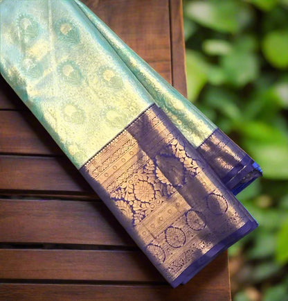 SEA GREEN TISSUE KANJIVARAM SILK SAREE