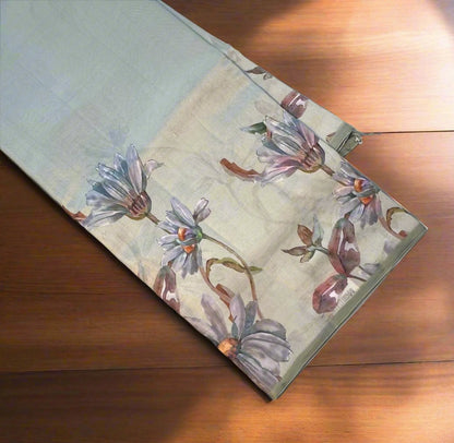 PASTEL GREEN PURE TUSSER DESIGNER