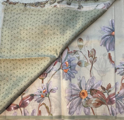 PASTEL GREEN PURE TUSSER DESIGNER