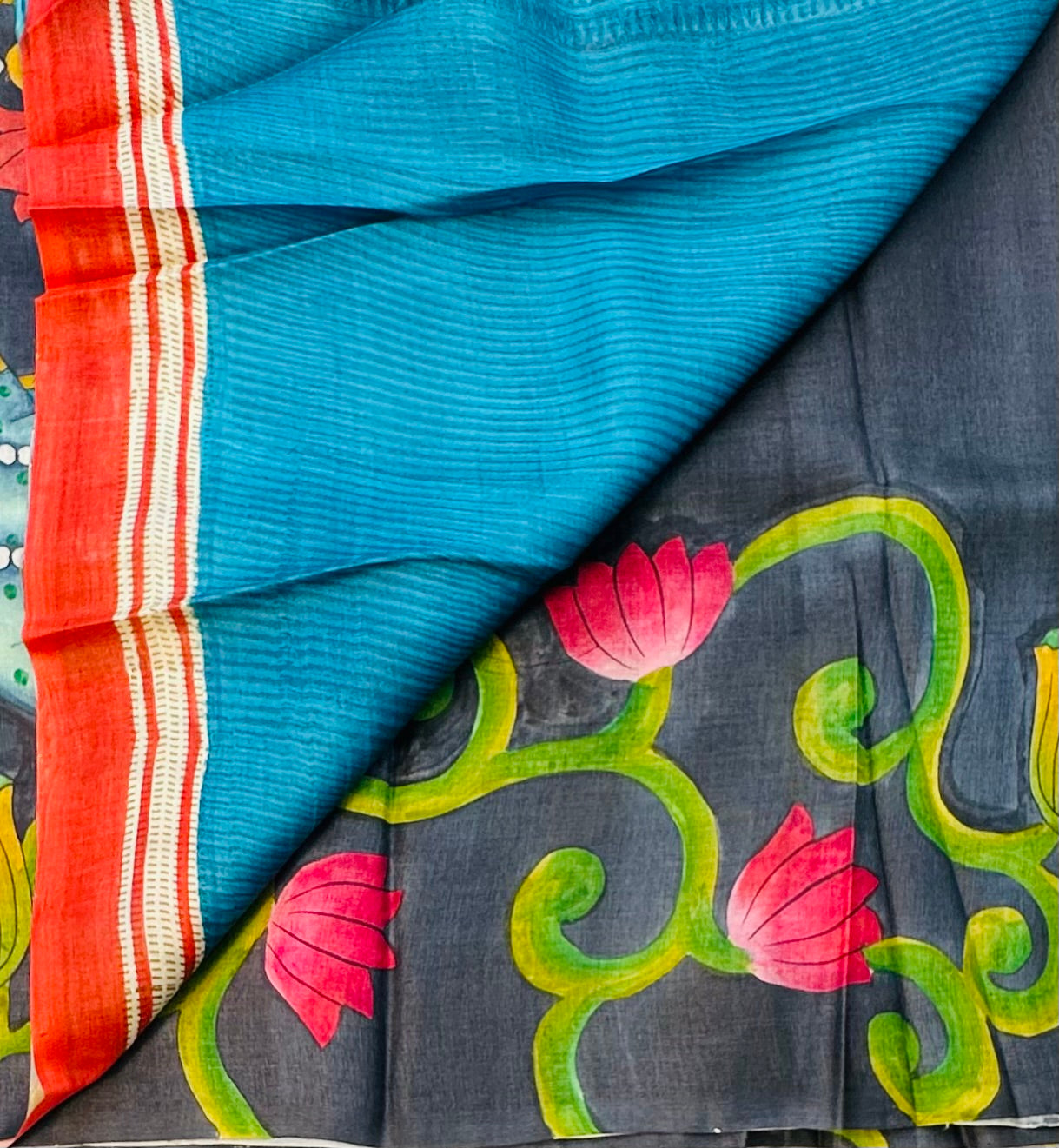 ELEPHANT GREY PURE TUSSER SAREE