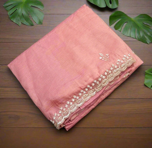 ONION PINK DESIGNER WORK SAREE