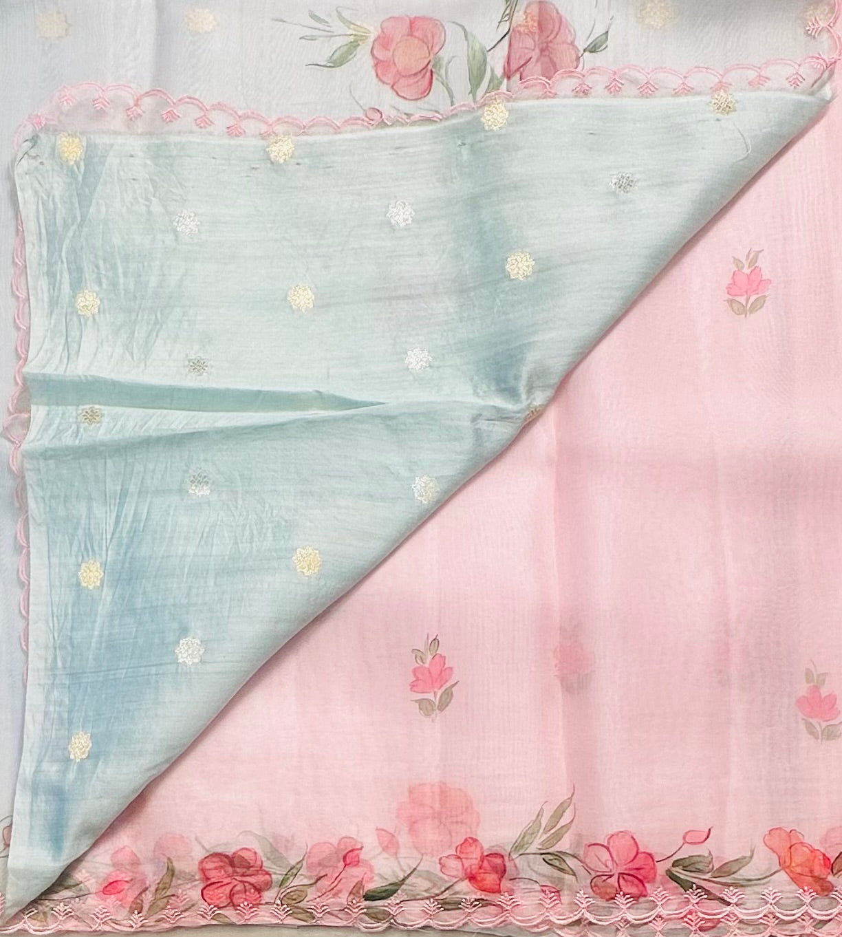 BABY PINK DESIGNER PURE ORGANZA SAREE