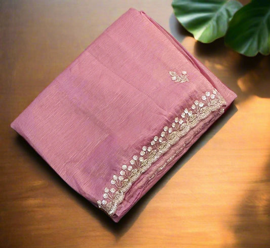 MAUVE PINK DESIGNER WORK SAREE