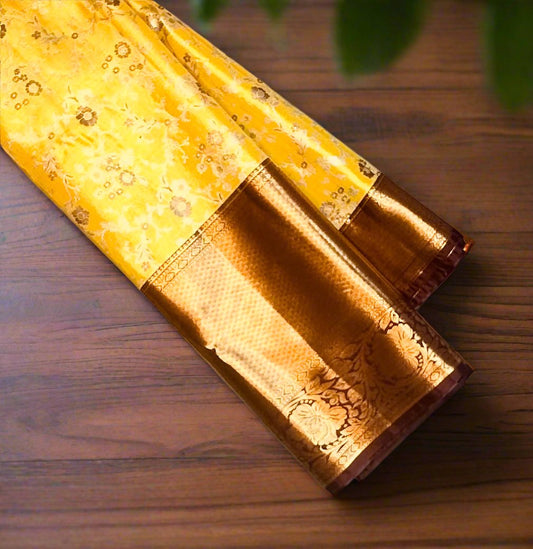YELLOW TISSUE KANJIVARAM SILK SAREE