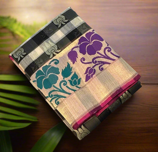 BLACK ND WHITE PURE ORGANZA SAREE