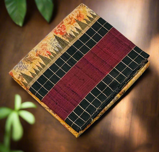 YELLOW FLORAL DESIGNER PURE RAW SILK SAREE
