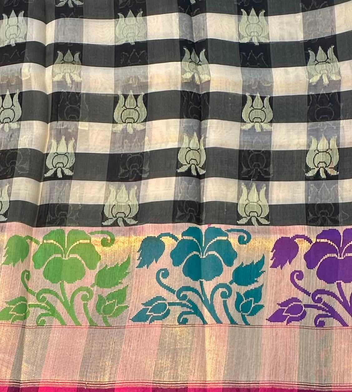 BLACK ND WHITE PURE ORGANZA SAREE