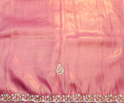 ONION PINK DESIGNER WORK SAREE