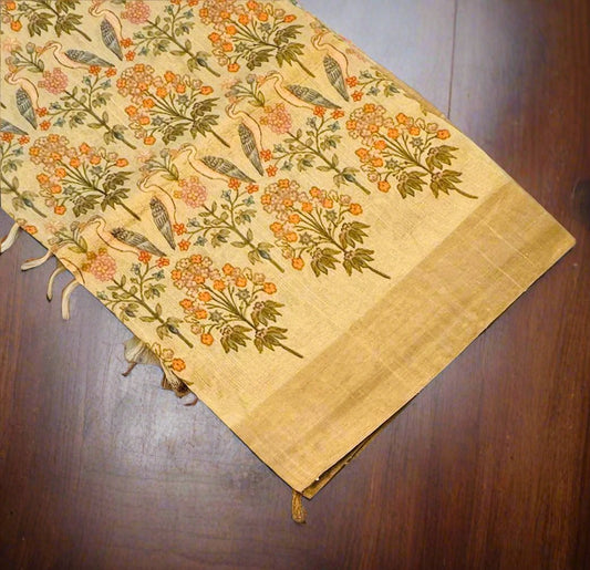IVORY PURE RAW SILK  SAREE