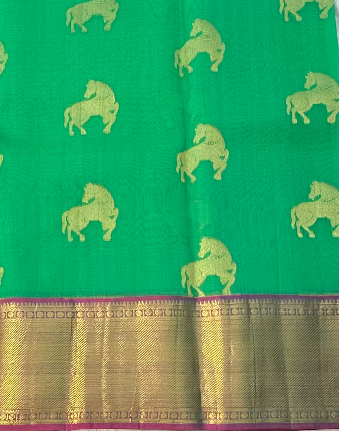 GREEN BANARAS PURE KORA SAREE