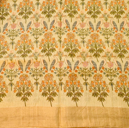 IVORY PURE RAW SILK  SAREE