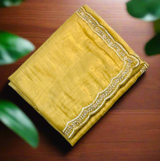 YELLOW DESIGNER WORK SAREE
