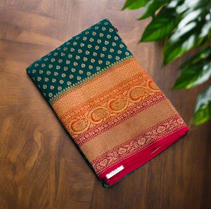 RAMA GREEN BANARAS PURE KADDI GORGETTE