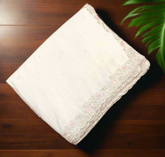 WHITE DESIGNER WORK SAREE