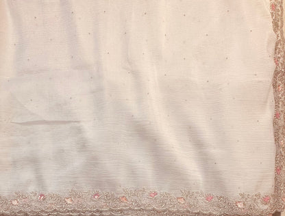 WHITE DESIGNER WORK SAREE