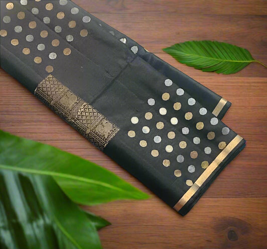 BLACK KANJIVARAM SOFT SILK