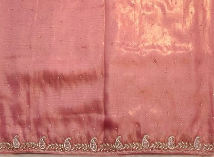 ONION PINK DESIGNER WORK SAREE