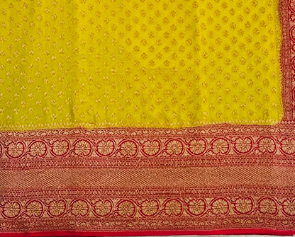 MEHENDI YELLOW BANARAS PURE KADDI GORGETTE