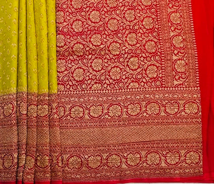 MEHENDI YELLOW BANARAS PURE KADDI GORGETTE