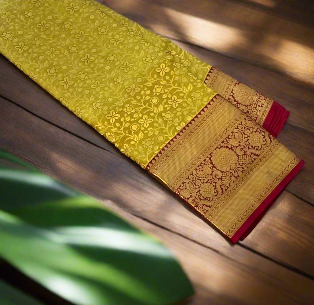 MEHENDI GREEN KANJIVARAM SILK SAREE PREMIUM