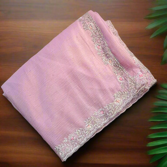 BABY PINK DESIGNER WORK SAREE