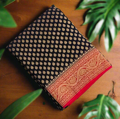 NAVY BLUE BANARAS PURE KADDI GORGETTE