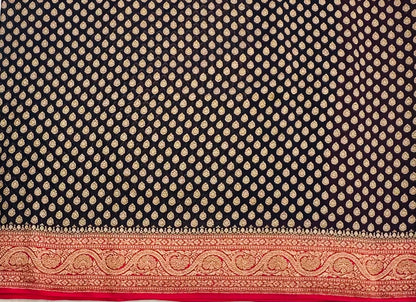 NAVY BLUE BANARAS PURE KADDI GORGETTE