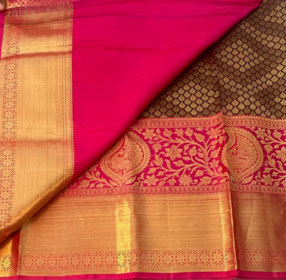 BROWN PURE KANJIVARAM SILK SAREE PREMIUM